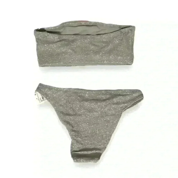 Good American Silver Sparkle Matching Bikini Size Large NEW​​ - Picture 2 of 6